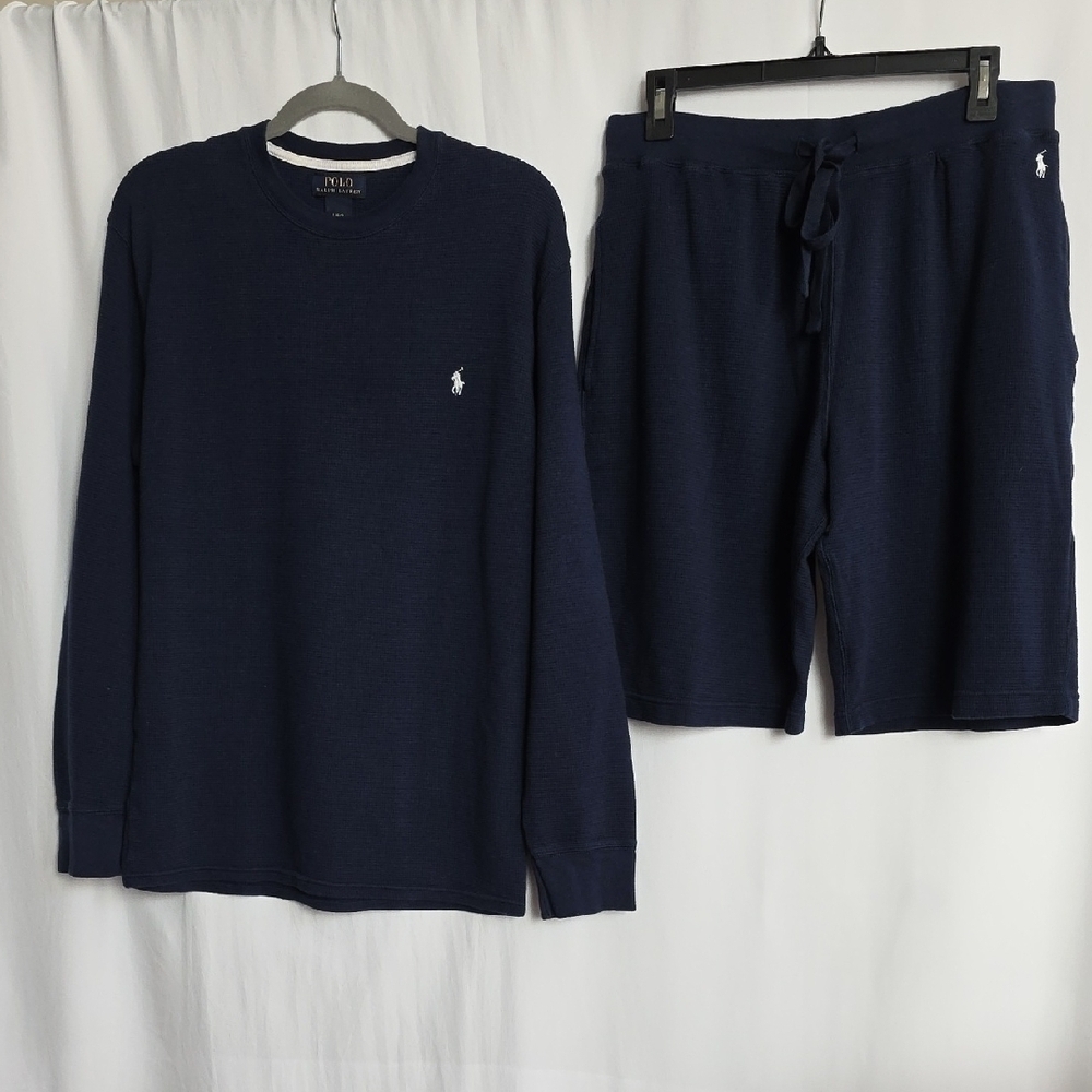 Polo Ralph Lauren Blue Mens Cotton Shirt & Shorts Set.  Size Large